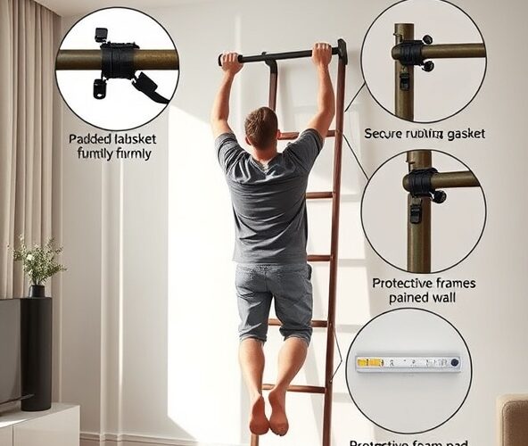 Jak bezpiecznie zamontować drążek do podciągania na drabinkę w wynajmowanym mieszkaniu, żeby nie uszkodzić ściany?