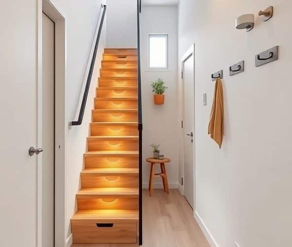 Jakie schody drewniane wewnętrzne wybrać do wąskiego przedpokoju?
