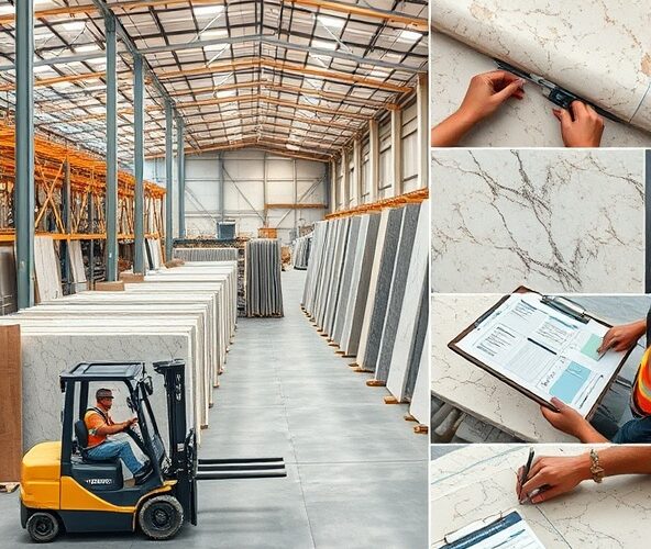 Jak odbierać płyty kwarcytowe z hurtowni, by uniknąć reklamacji?