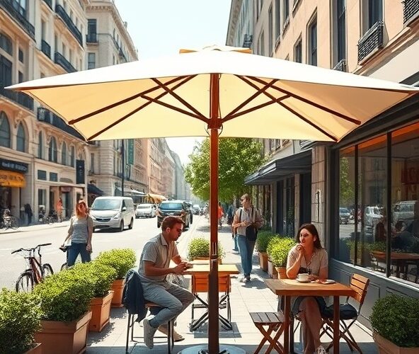 Jaki parasol prostokątny 2×3 wybrać do ogródka małej kawiarni przy ruchliwej ulicy, żeby zwiększyć liczbę klientów w słoneczne dni?